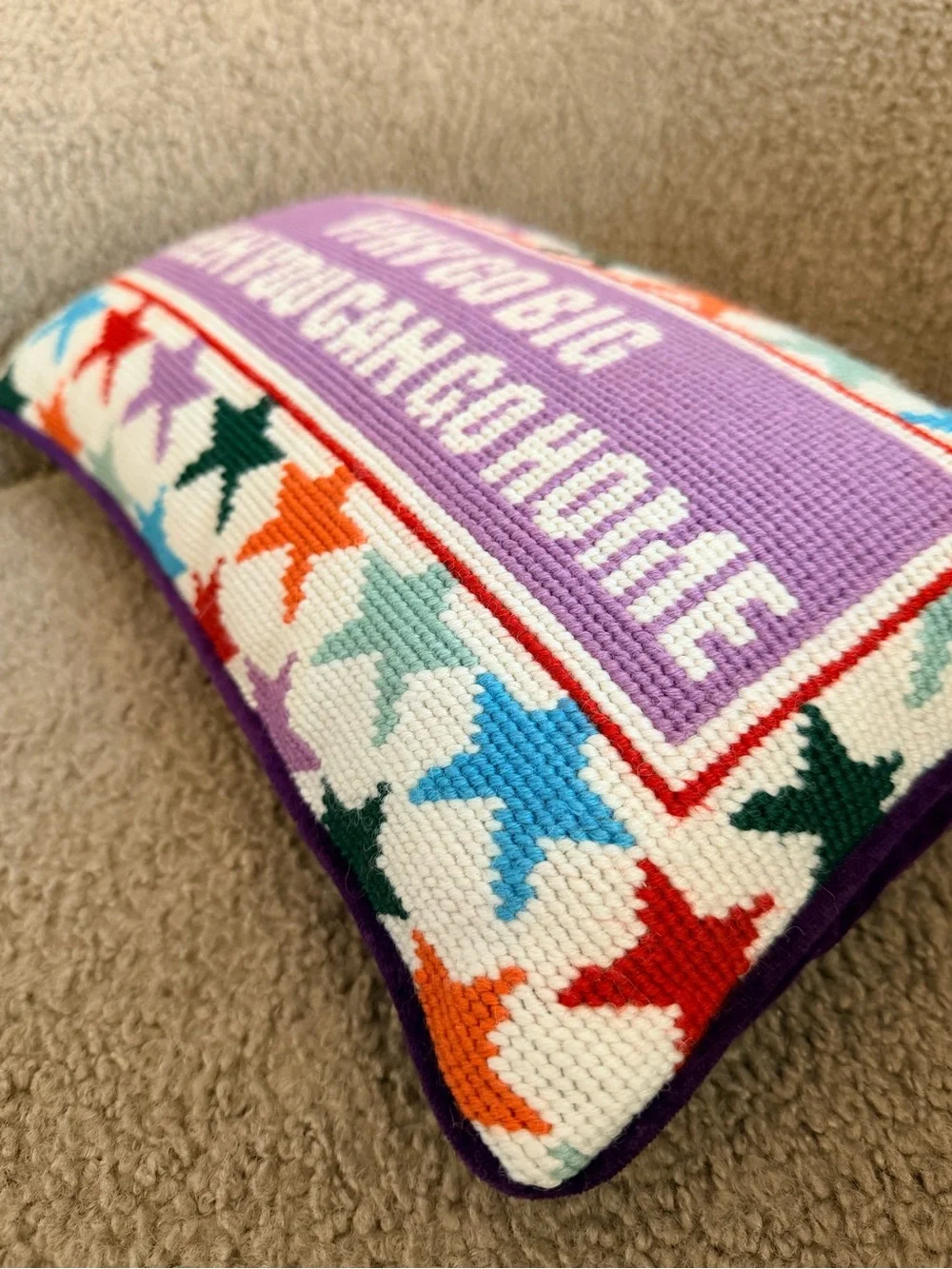 Furbish Studio “Why Go Big When You Can Go Home” Needlepoint Pillow
